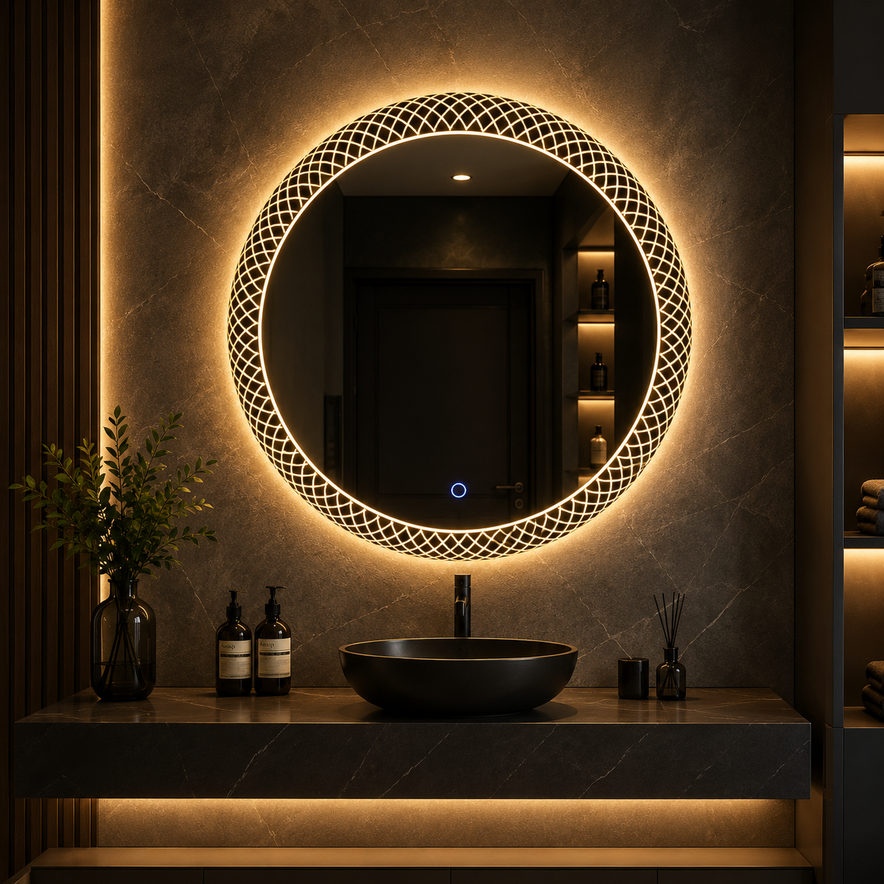 Aura Glow Round Mirror